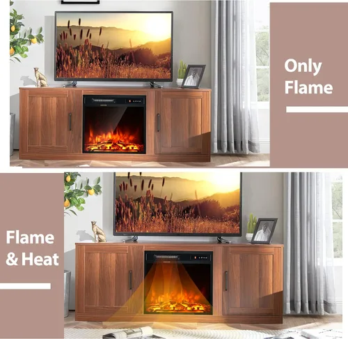 Miniatura 9 de Tangkula Soporte eléctrico para TV de hasta 65 pulgadas, con chimenea sintética de 18 pulgadas y 1500 W, termostato integrado, brillo de 5 niveles