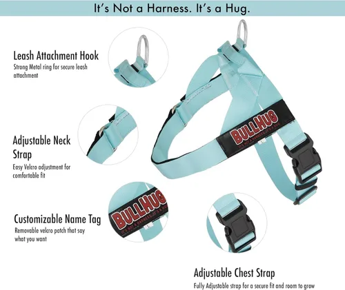 Miniatura 5 de BULLHUG Arnés ajustable para perro, sin tirones, sin estrangulamiento, para bulldogs ingleses, bulldogs franceses, pugs y razas de pecho ancho