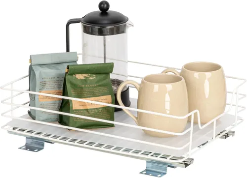 Miniatura 11 de Household Essentials Organizador de despensa de dos niveles de acero blanco con detalles de plástico forrado limpio