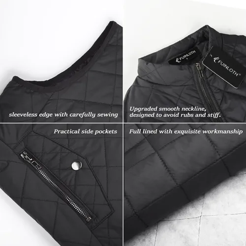 Miniatura 5 de Fuinloth - Chaleco acolchado para mujer, diseño de cuello alto, ligero, con cierre