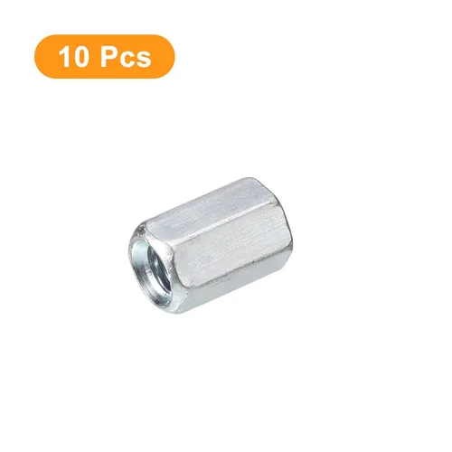 Miniatura 3 de uxcell 10 tuercas de acoplamiento M5x8x12mm - Acoplador de varilla roscada hexagonal de acero al carbono galvanizado para muebles, electrónico