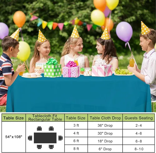 Miniatura 6 de Smiry - Juego de 6 manteles desechables, 54 x 78 pulgadas, manteles impermeables rectangulares para fiestas, cubierta de mesa de plástico