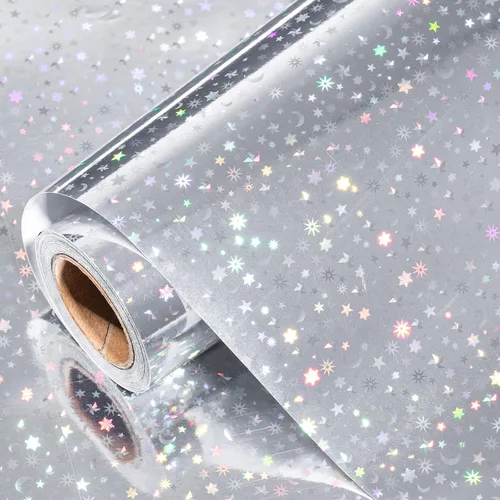 Miniatura 16 de LeZakaa Papel de Regalo Holográfico Rosa, Papel de Aluminio Metálico con Brillo y Diseño de Estrellas para Navidad, Día de la Madre, Graduación
