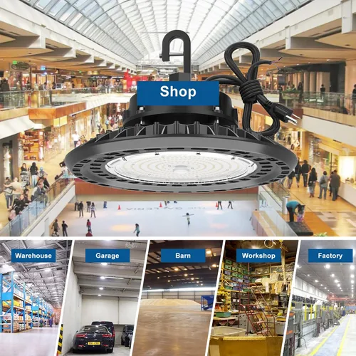 Miniatura 7 de UFO LED High Bay Light 200W 30000LM 5000K DLC/ETL Listed Luces comerciales 150LM/W 0-10v Dimmable Alta Bahía LED Luz IP65 Almacén Taller 6' Cable