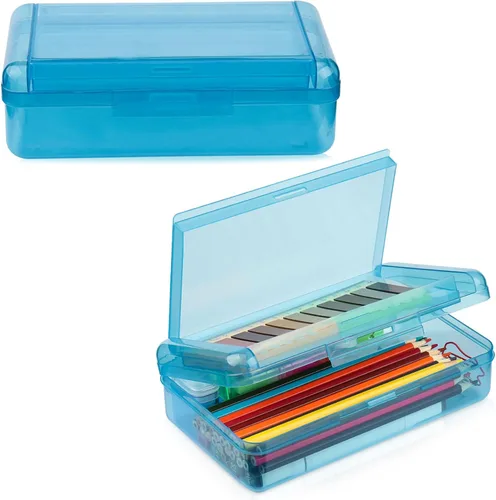 Miniatura 16 de Meiikun Caja de Lápices, Cajas de Lápices de Gran Capacidad 2 Compartimentos, Estuche Rígido de Lápices con Tapa Hermética, Caja Organizadora de 1