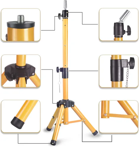 Miniatura 4 de Smilco Soporte para peluca, trípode y maniquí, ajustable, resistente, para entrenamiento de peluquería y cosmetología