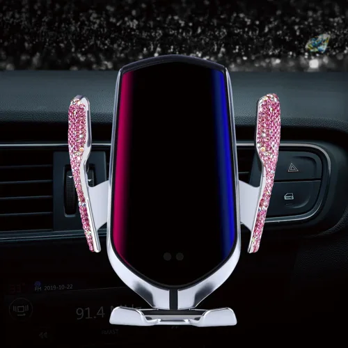 eing Bling Soporte de teléfono para automóvil, soporte de teléfono celular para automóvil, cargador USB inalámbrico para automóvil, soporte de taza