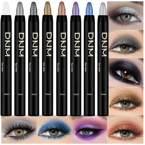 Miniatura 16 de Kaely - Juego de 2 barras de sombra de ojos en crema para ojos, lápiz brillante perla blanca y perla negra, maquillaje brillante de ojos