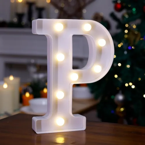Miniatura 16 de Letrero LED de Marquesina con Letras Iluminadas, Letrero del Alfabeto Iluminado, Luces LED de Letras con Batería para Luz Nocturna, Boda