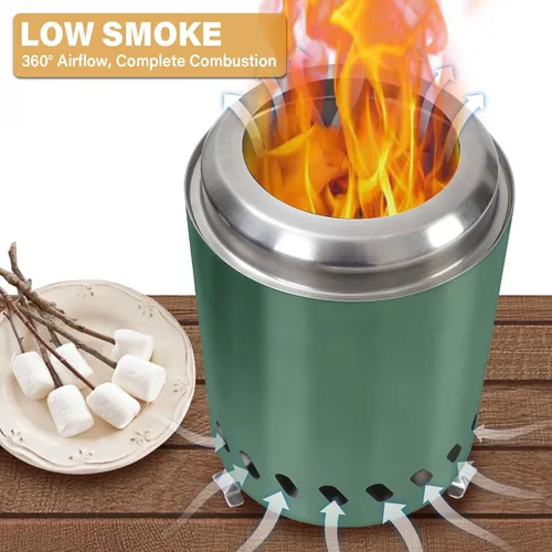 Miniatura 4 de HGD Fogata sin humo de 8.0 x 5.5 pulgadas, hoguera de acero inoxidable, hoguera sin humo para exteriores con bolsa de transporte para campamento