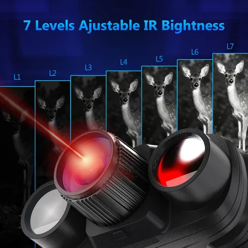 Miniatura 3 de Gafas de visión nocturna montadas en la cabeza, prismáticos 4K Zoom 8X 850nm Stealth IR para toda la observación negra, regalo de caza manos libres