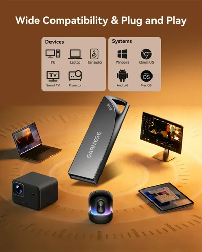 Miniatura 6 de Paquete de 5 unidades flash USB de 8 GB, unidad de pulgar USB 2.0 impermeable de metal, memoria delgada y duradera con llavero para PC, laptop