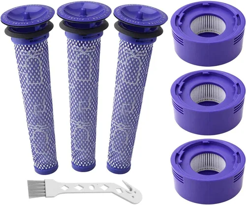 Paquete de 6 filtros de vacío para aspiradoras Dyson V8+, V8, V7 Absolute Animal Motorhead, 3 filtros HEPA y 3 prefiltros, reemplaza la pieza #