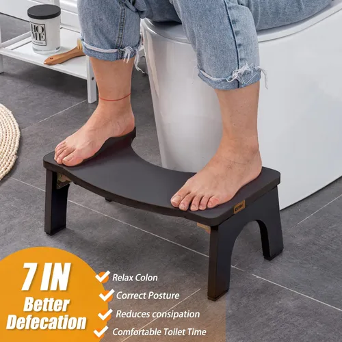 Miniatura 2 de Taburete de inodoro de madera, plegable para adultos, 7 pulgadas, extra resistente y ancho, taburete de madera con pies antideslizantes, 380 libras
