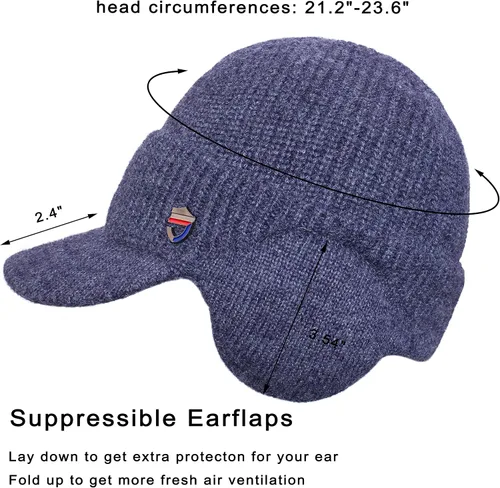 Miniatura 3 de Muryobao Gorro de invierno para hombre, con visera de punto, con forro polar y calentador de cuello