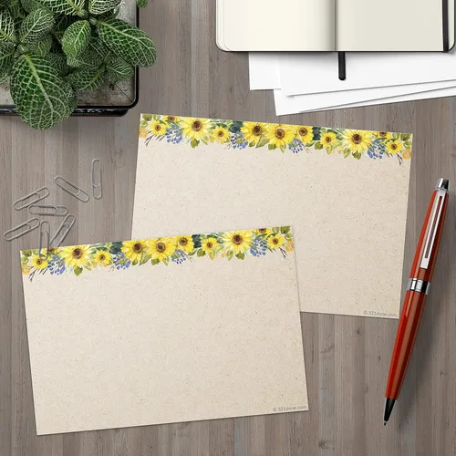 Miniatura 4 de 321Done Tarjetas de índice de girasol floral, (50) tarjetas de papel kraft de 4 x 6 pulgadas, en blanco, sin líneas, para estudiar, aprender