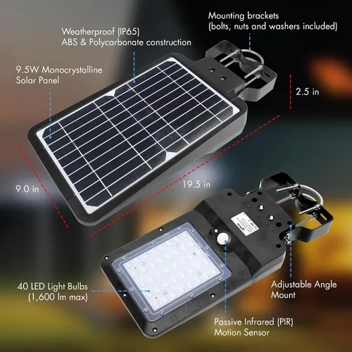 Miniatura 2 de Wagan EL8586 - Farola solar integrada de 1600 lúmenes, reflector de seguridad, sensor de movimiento, impermeable, resistente a la intemperie