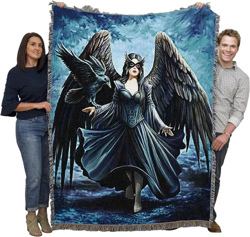 Miniatura 12 de Pure Country Weavers Anne Stokes Gothic Collection - Manta de ángel de la bendición – Tapiz de fantasía para regalo tejido de algodón – Fabricado