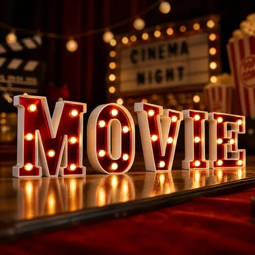 Miniatura 8 de Aurelema Casino 6.3" Letras de cartel de noche de cine para fiestas, cartel de luz de marquesina alimentado por batería, luces LED de letras