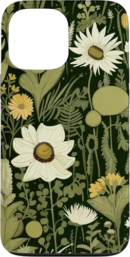 Miniatura 23 de iPhone 13 Wildflower, patrón de flores botánicas verdes, funda de flores silvestres boho