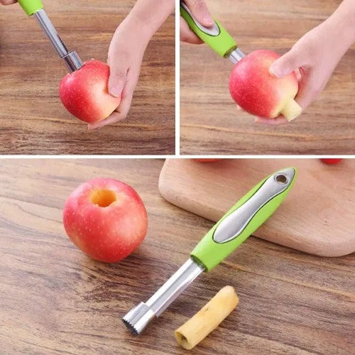 Miniatura 7 de Herramienta de extracción de descorazonador de pera de manzana de acero inoxidable con borde dentado afilado, herramienta removedor de núcleo