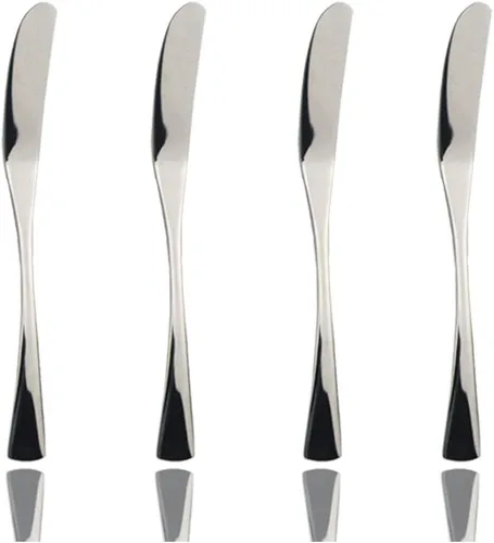 Miniatura 9 de JASHII Juego de cubiertos de acero inoxidable 18/10 de 20 piezas de plata pulida con espejo, cuchillo de cena, tenedor de ensalada, cuchara