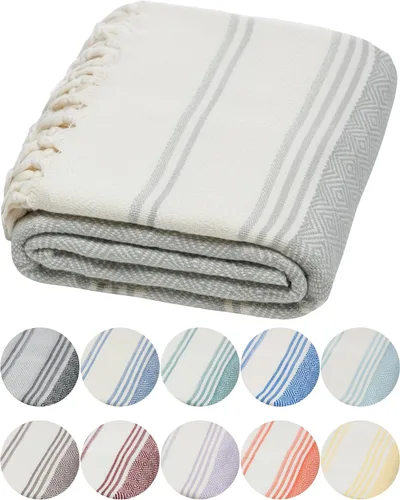 Miniatura 23 de DEMMEX Organic Diamond - Toalla turca de baño y playa 100% algodón turco certificado Oeko-TEX, ultra suave, de secado rápido, ligera, toalla