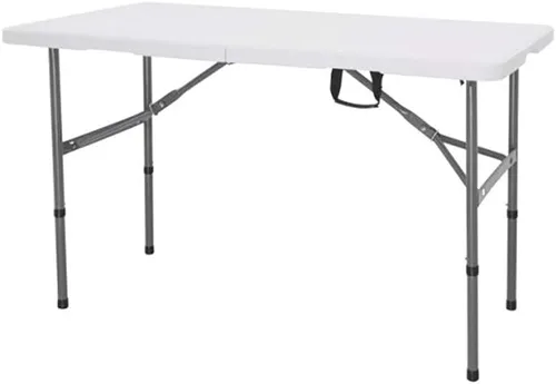 Mesa de picnic de 4 pies, mesa plegable portátil plegable por la mitad, mesa de picnic de plástico para fiestas, comedor y campamento con asa para