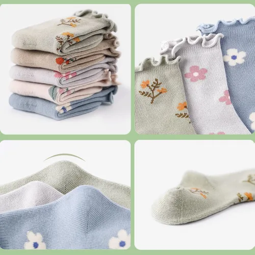 Miniatura 4 de Calcetines largos de algodón con volantes para niña pequeña