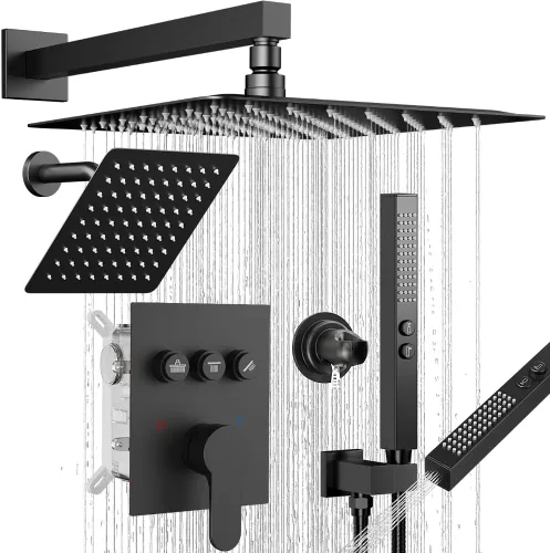 Miniatura 28 de Shower Faucet Set Brushed Nickel Shower System, Dual Head Shower Set STARBATH 12'' Ceiling Mount and 6''Wall Mount Rainfall Shower Systems with