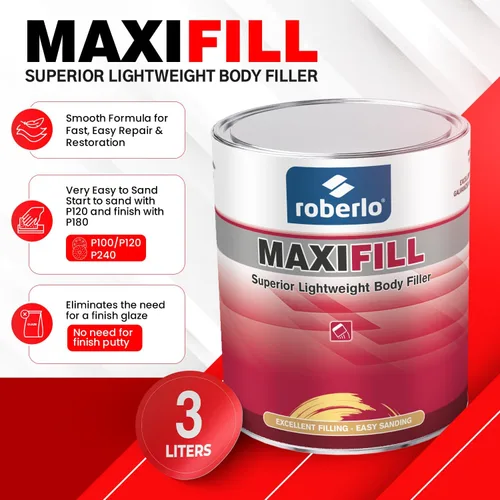 Miniatura 2 de Roberlo Maxifill - Relleno de cuerpo ligero superior, fácil de lijar y pintar para reparaciones de automóviles, ideal para abolladuras, agujeros