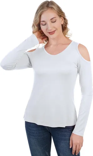 Miniatura 4 de Camiseta de manga larga con cuello en V y hombros descubiertos para mujer