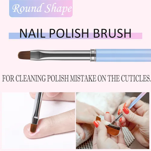 Miniatura 5 de Cepillos de limpieza para arte de uñas, 3 piezas de cepillos de uñas de gel planos/ovalados/de ángulo fino, para diseño de arte de uñas, pintura DIY