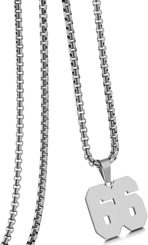 Miniatura 156 de Collar de Número Dorado para Hombre, Cadena de Acero Inoxidable con Colgante de Número para Atletas, Joyería Deportiva Personalizada para Niños