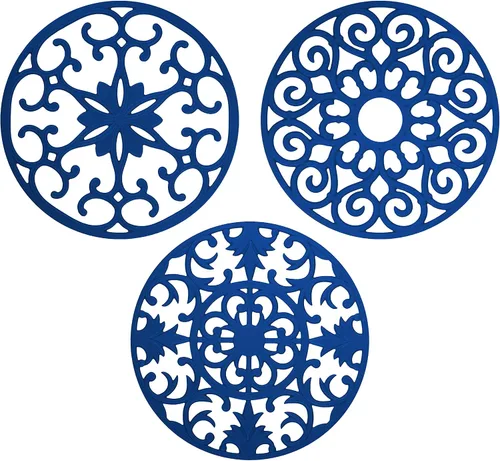 GASARÉ, Salvamanteles de silicona extra grandes, gruesos, de 10 pulgadas para platos calientes, ollas y sartenes, almohadillas calientes para Azul