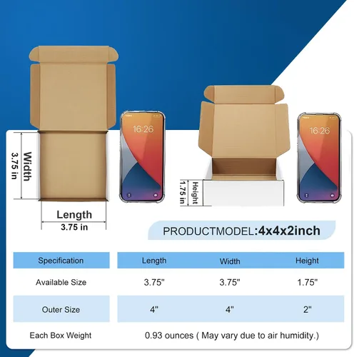 Miniatura 2 de Famagic Paquete de 50 cajas de envío pequeñas de 4 x 4 x 2, cajas de correo de cartón corrugado blanco para pequeñas empresas, cajas de correo