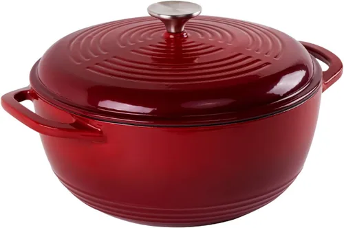 Miniatura 9 de Horno holandés de hierro fundido duradero con tapa, perfecto para hornear pan, cocinar y hervir sopa, multifuncional y fácil de limpiar, 4 cuartos