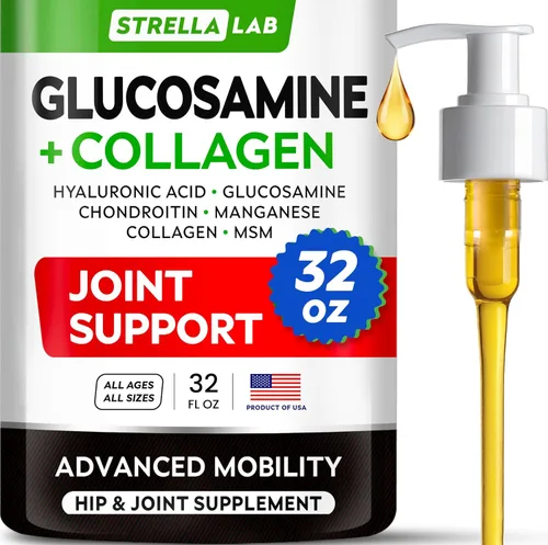 Miniatura 14 de STRELLALAB Glucosamina líquida para perros con colágeno (16 oz) – Suplemento totalmente natural para cadera y articulaciones, glucosamina