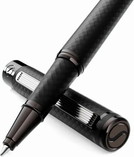 Miniatura 21 de Scriveiner – Bolígrafo roller azul medianoche, con lacado azul y acabado cromado, repuesto de tinta Schmidt, para hombres y mujeres, para 13. Azul