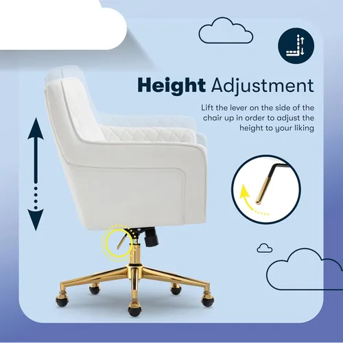 Miniatura 6 de Serta Ashleigh - Silla de oficina moderna, diseño acolchado de diamante, cojín de asiento de bobina de bolsillo, elegante sillón decorativo de Cuero