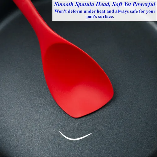 Miniatura 7 de Juego de cucharas de silicona mejoradas, cucharas de goma resistentes al calor, raspadores flexibles antiadherentes sin costuras para hornear, 3