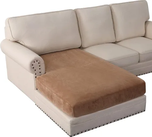 Miniatura 86 de PrinceDeco Funda marrón para muebles, 2 fundas de cojín elásticas de terciopelo para cojines individuales, aptas para mascotas, se mantiene en su
