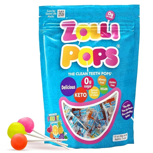 Miniatura 15 de Zollipops Caramelo y manzana verde, 10.4 onzas, sin azúcar, sin alergias, vegano, apto para dieta cetogénica y diabética, caramelo de dientes limpios
