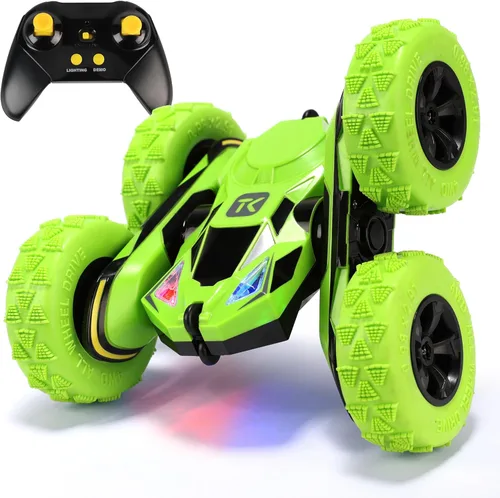 Threeking Rc Stunt Car Automóvil de acrobacias con control remoto, camión todoterreno con volteo de doble cara, rotación de 360º, deformación 3D,