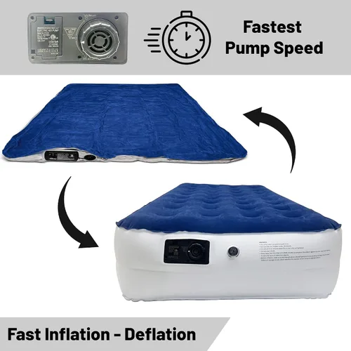 Miniatura 3 de Treaton, Colchón inflable de lujo duradero de 9 pulgadas con tecnología Comfort Coil y bomba de alta capacidad, bueno para campamento, hogar