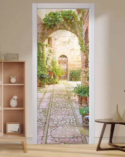 Miniatura 32 de FLFK Adhesivo de puerta - Playa y palmera, mural de pelar y pegar, tamaño combinado 36"x80", dividido en 2 piezas Mt2219