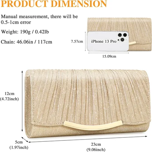 Miniatura 5 de UBAYMAX - Bolsos de noche, clutch, carteras para mujer, damas, niñas, bolsos cruzados, bolsa de hombro, para boda, graduación, fiesta, compromiso