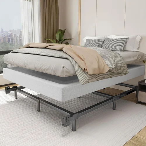 Miniatura 9 de Estructura de cama de metal de 9 patas, tamaño Queen, 18 cm, para juego de colchón y tarima, color negro, Metal, Negro