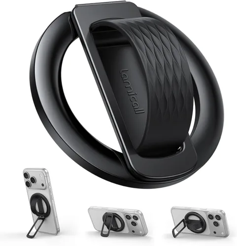 Lamicall Soporte magnético para teléfono MagSafe - [Bucle de silicona suave] Soporte vertical de anillo de aleación de zinc para teléfono celular,