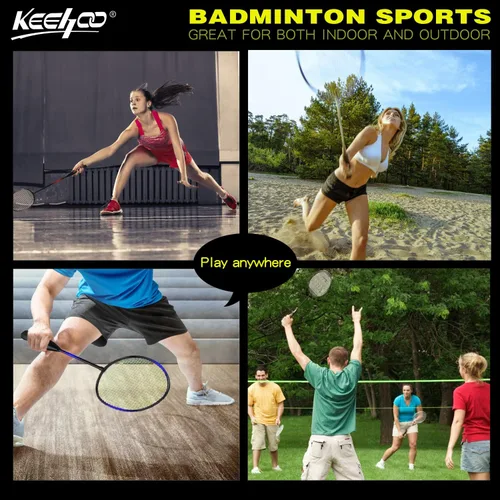 Miniatura 6 de Juego de 2, 4, 6 raquetas de bádminton Keehoo para adultos y niños, juego de bádminton para la playa, el césped, el patio trasero, deportes al aire